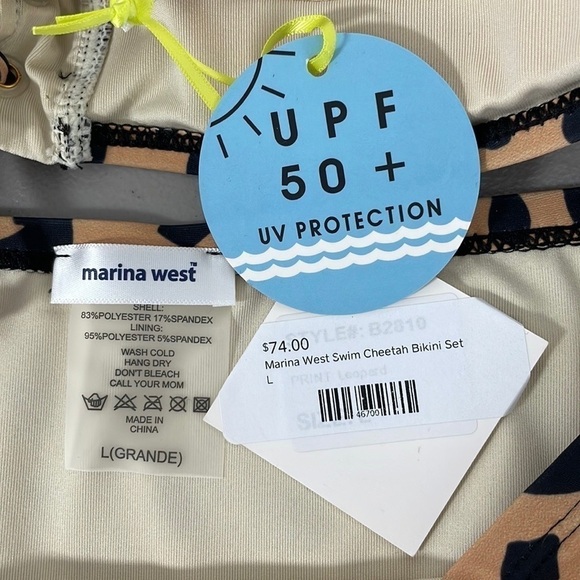 Marina West NWT Bikini Set Sweetheart High Rise Tan Cheetah Print Size Large - Picture 12 of 16